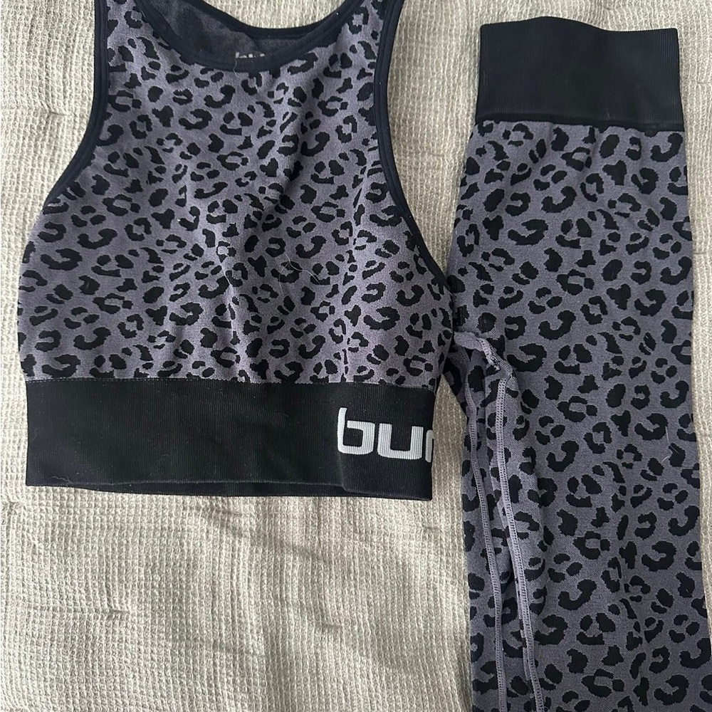 Bum Leopard Print Sports Set - Black and Gray